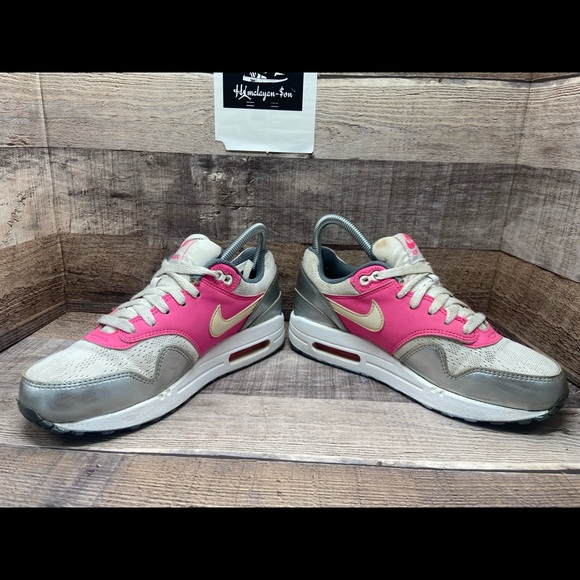 Nike Air Max 1 (GS) Silver Pink White 653653-108 Youth Size 5Y Women Size 6.5 - Picture 7 of 10